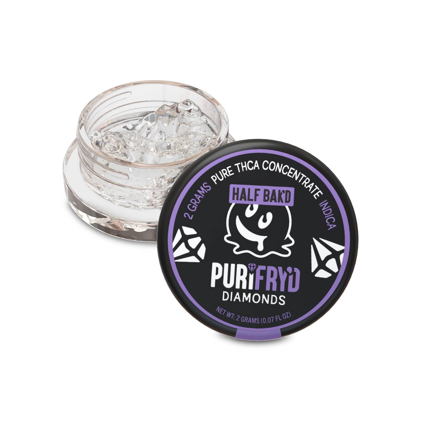 Half Bak'd Live Resin PURIFRY'D THC-A Purple Urkel - Diamonds