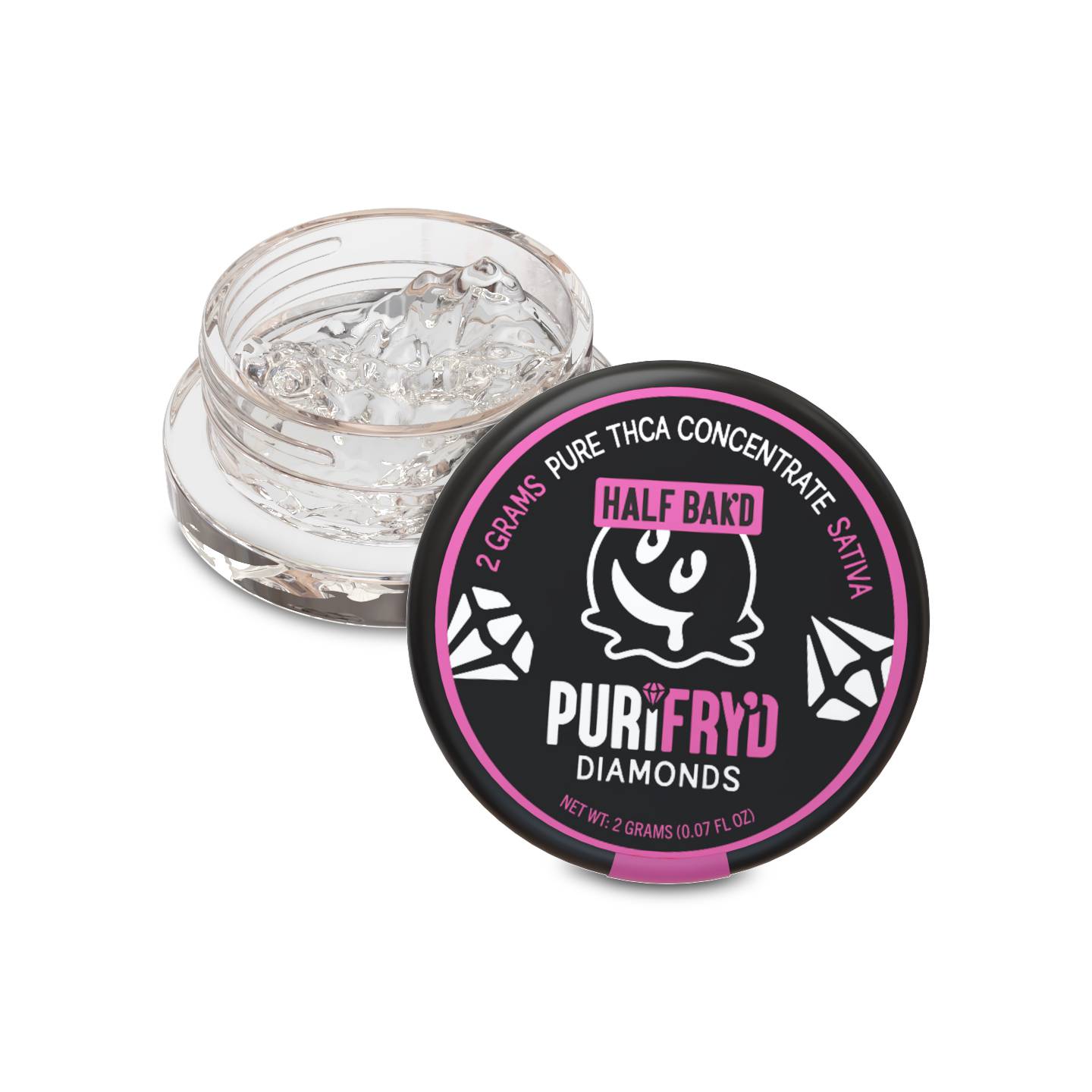 Half Bak'd Live Resin PURIFRY'D THC-A Strawberry Cough - Diamonds
