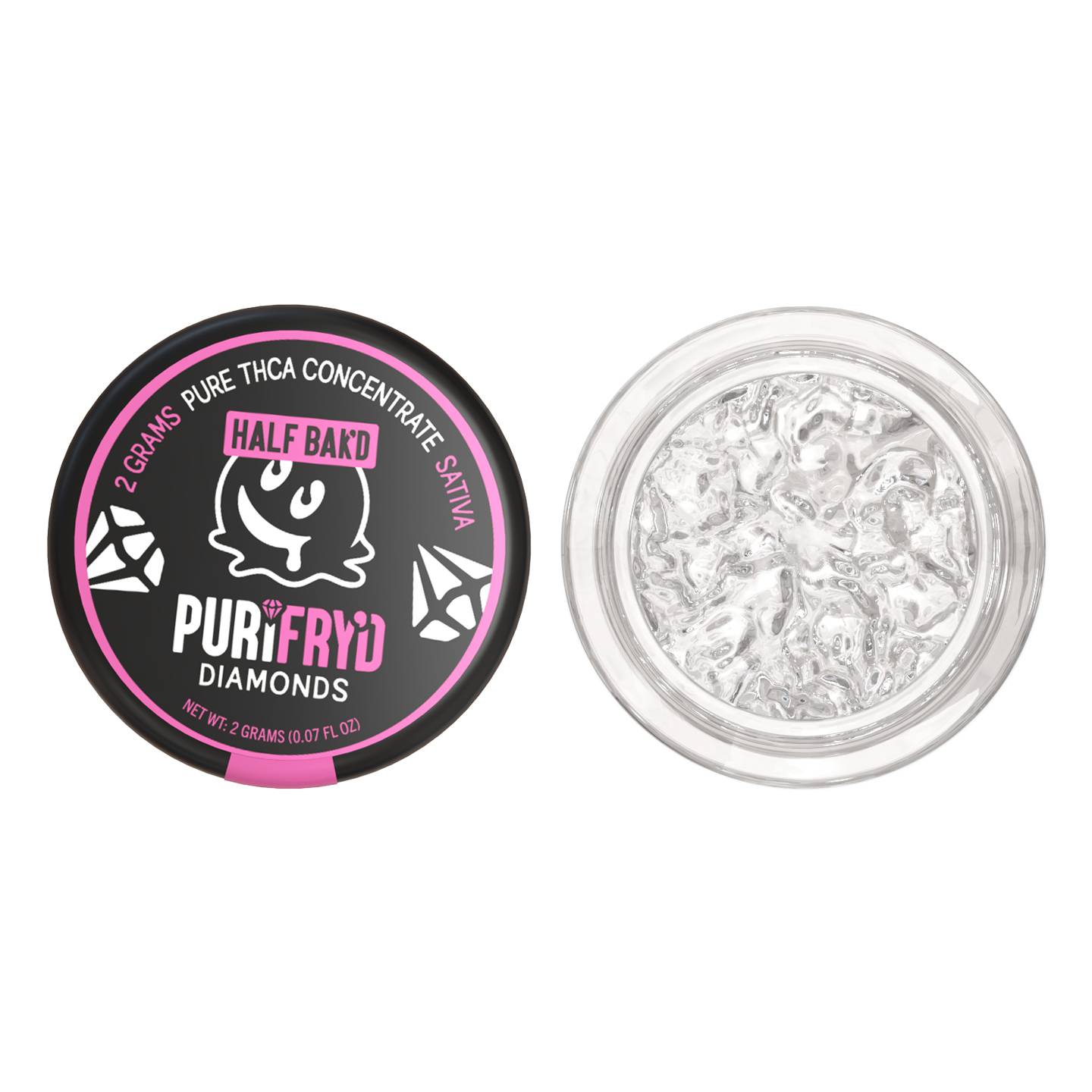 Half Bak'd Live Resin PURIFRY'D THC-A Strawberry Cough - Diamonds